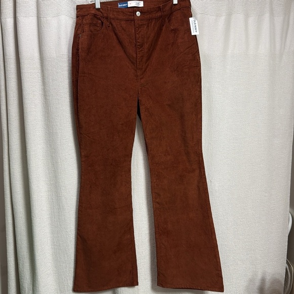 Old Navy NEW Higher High-Waisted Flare Corduroy Pants Rust/Brown SZ 16 fall work - Picture 3 of 7